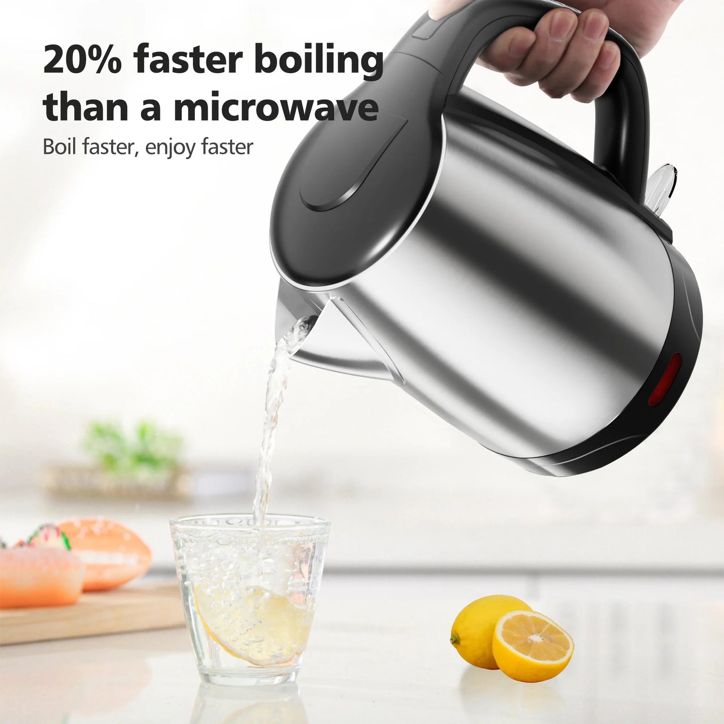 Electric Tea Kettle - 1.7L Stainless Steel, Boiler