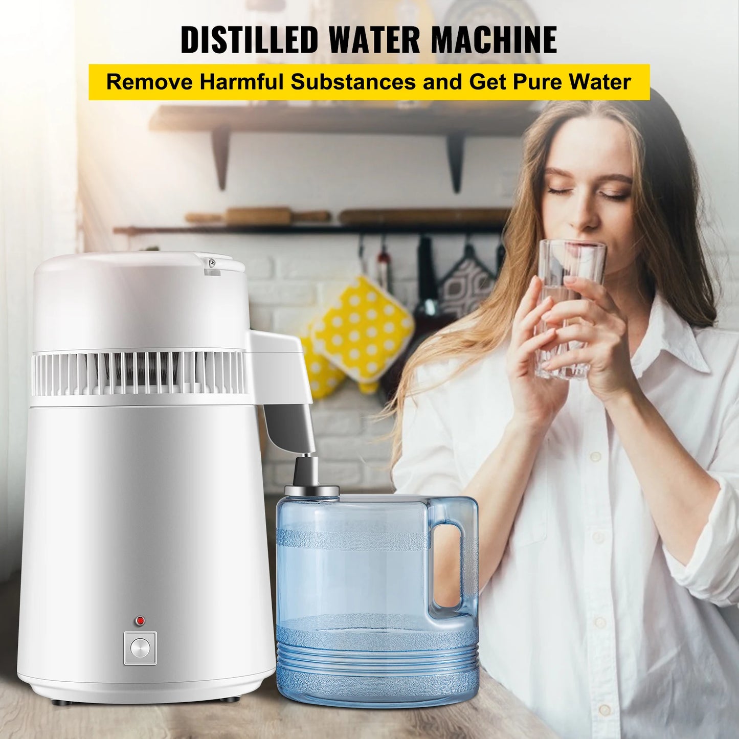 4L Water Distiller Purifier Filter Dispenser, Drinking