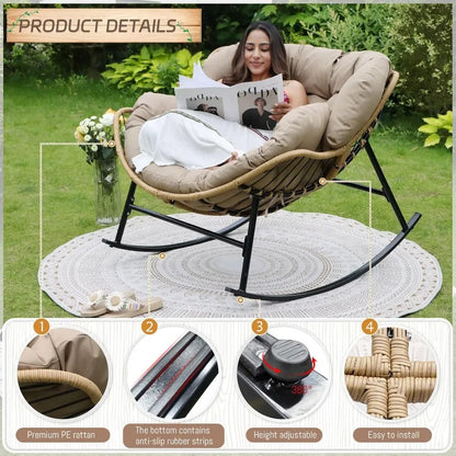 Outdoor Rocking Chair Comfy Lounge  Patio Egg Chair