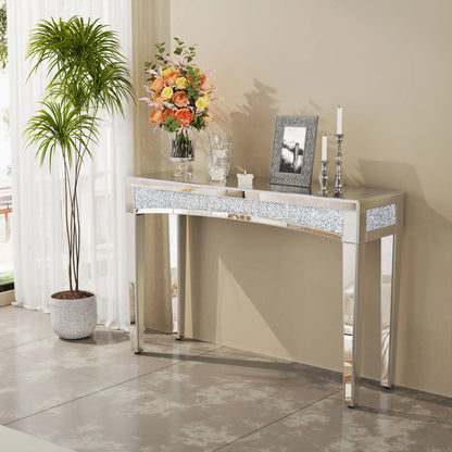 47.2" Mirrored Crystal Inlay Table, Entryway