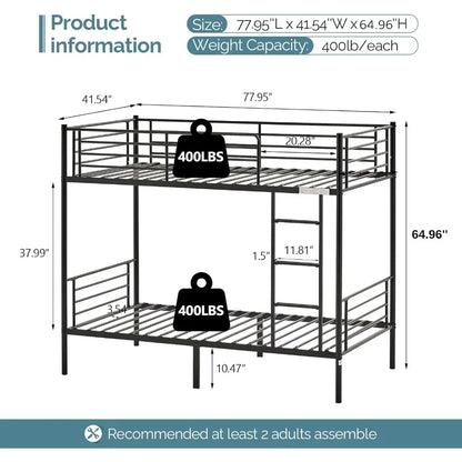 Bunk Bed Twin Over Twin, kids, Flat Ladder