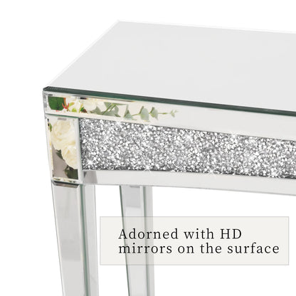 47.2" Mirrored Crystal Inlay Table, Entryway