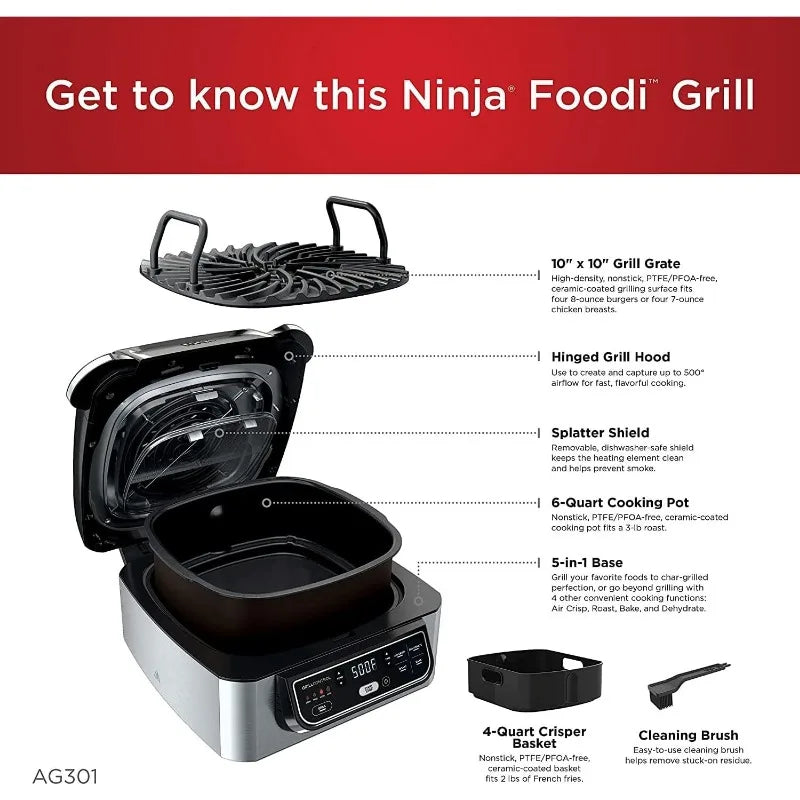 Ninja AG301 Food 5-in-1 Indoor Electric Grill,