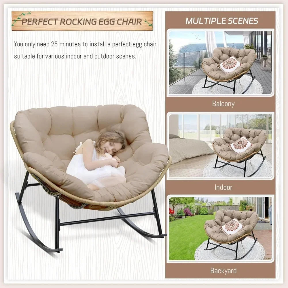 Outdoor Rocking Chair Comfy Lounge  Patio Egg Chair