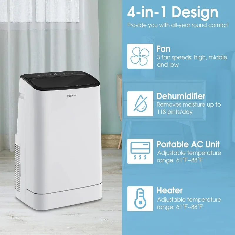 Portable Air Conditioner, Heat, Auto Swing 4-in-1