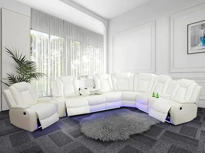 Power Recliner Sofa Sectional, LED Light, Leather