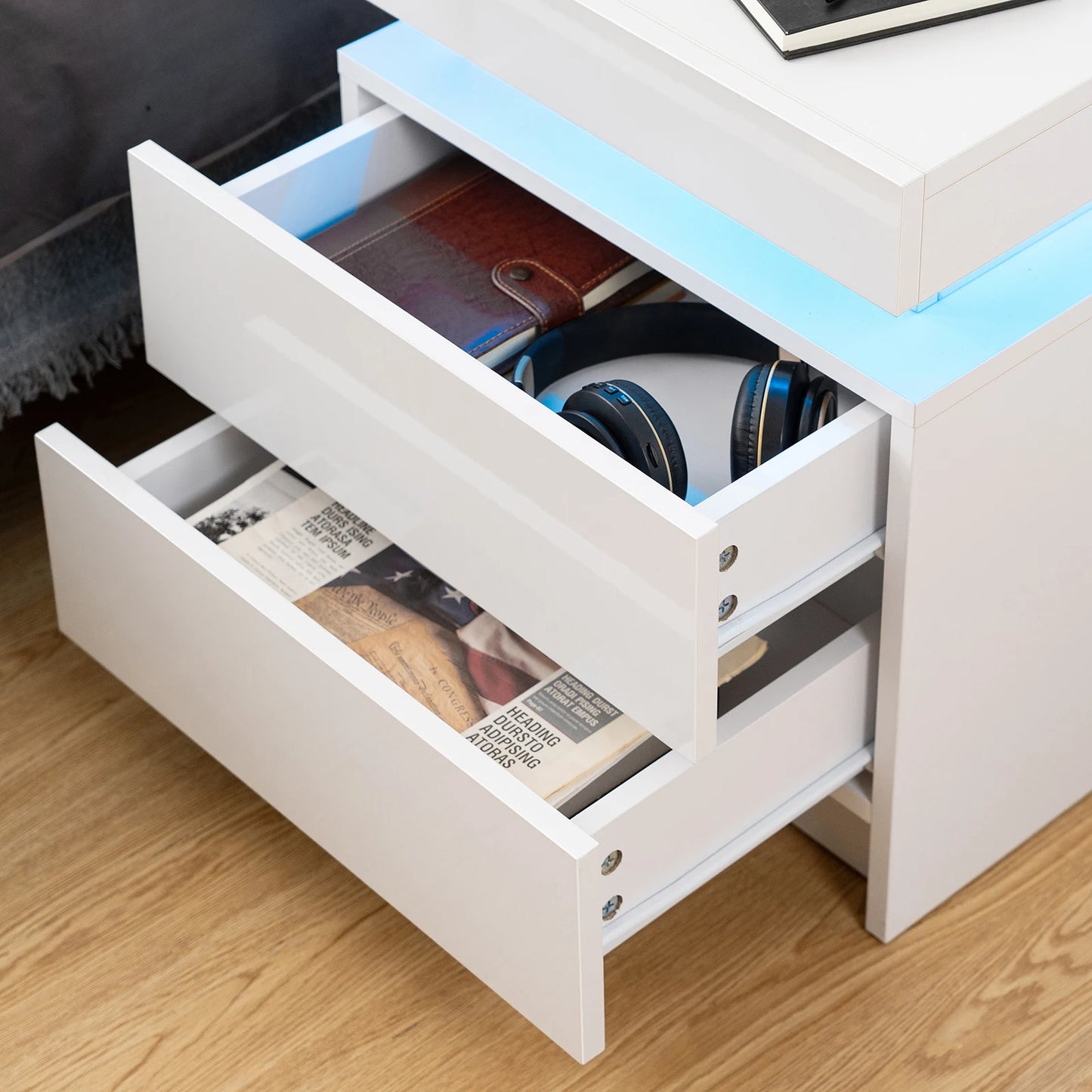 Nightstand RGB LED Light, Bedside Table Cabinet