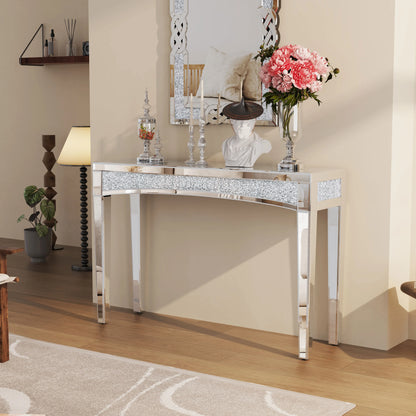 47.2" Mirrored Crystal Inlay Table, Entryway