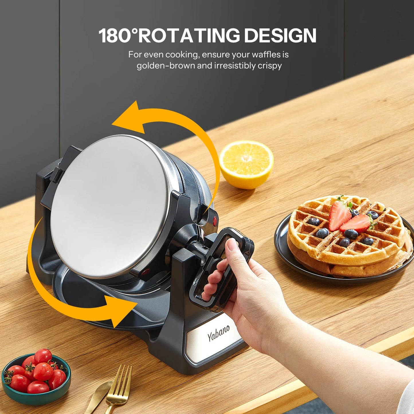 Belgian Waffle Maker, Classic Rotating Waffle Iron