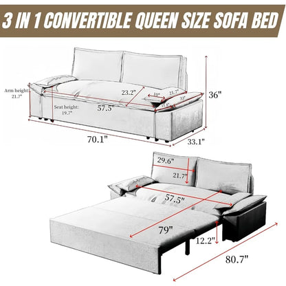 Sofa Bed, Futon Couch Bed 70.1" Modern