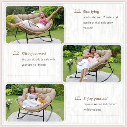 Outdoor Rocking Chair Comfy Lounge  Patio Egg Chair