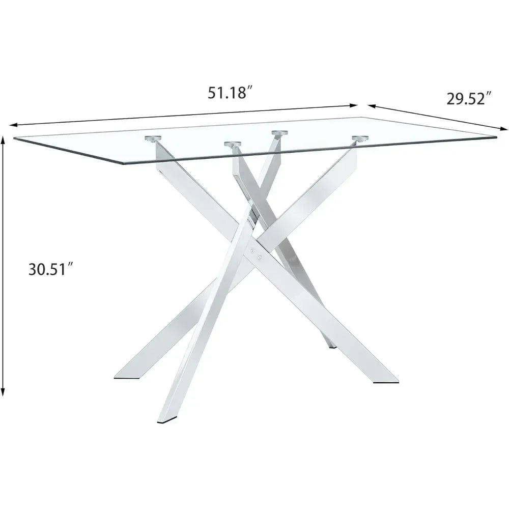 Glass Dining Table for 4 with