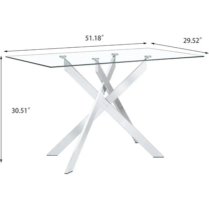 Glass Dining Table for 4 with