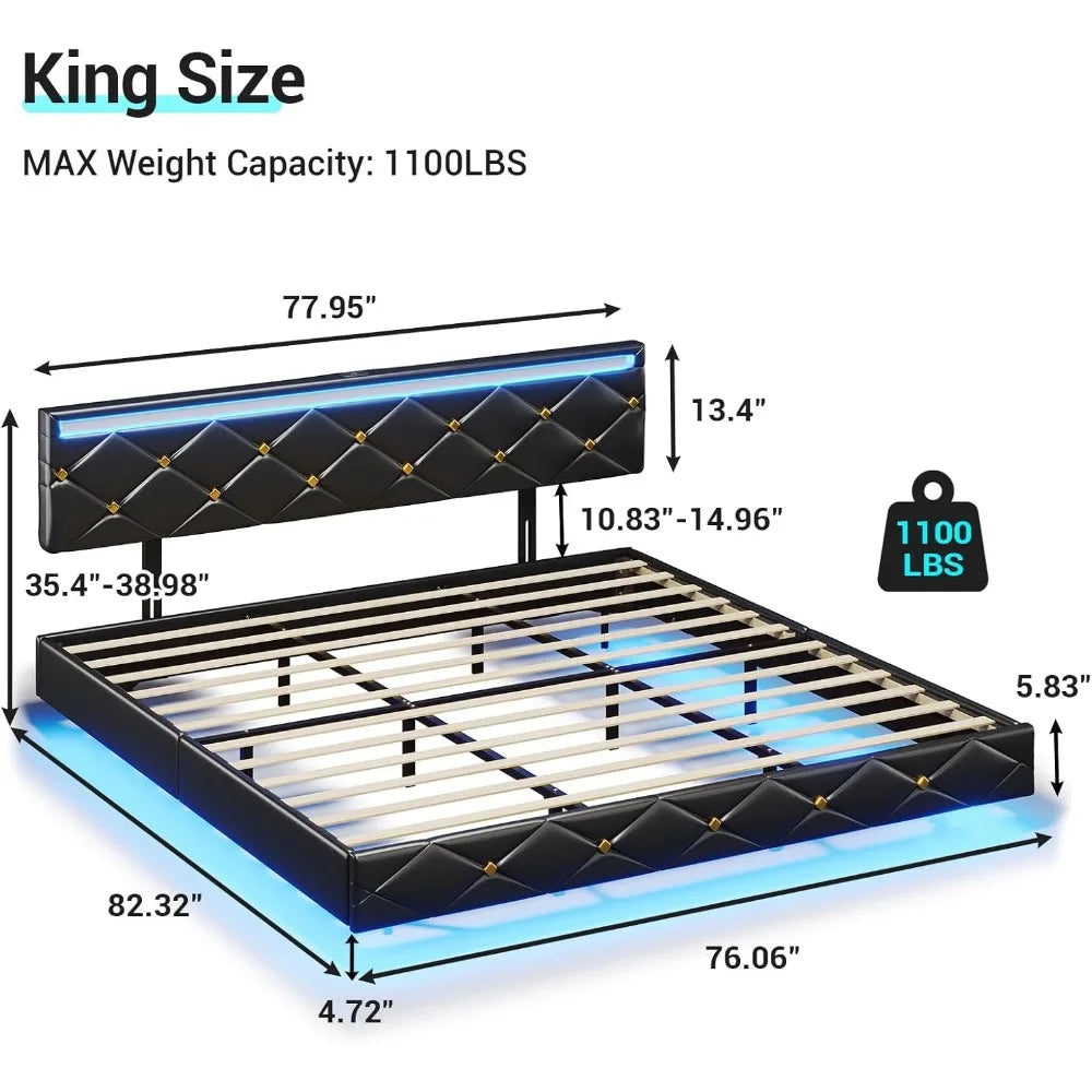 Water Bed Frame King, Led Lights