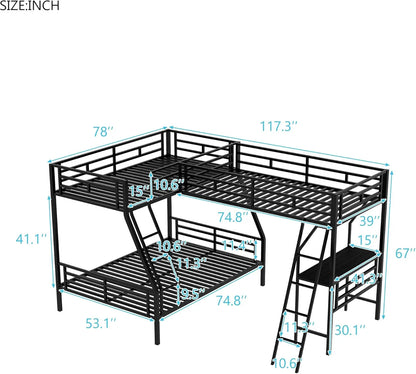 Metal Corner Bunk Bed, Loft