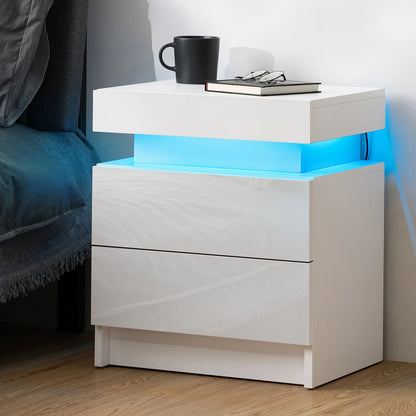 Nightstand RGB LED Light, Bedside Table Cabinet