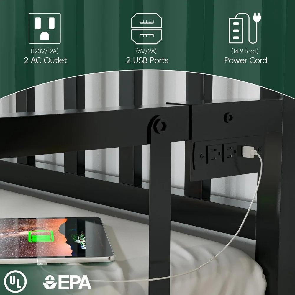 Daybed, Trundle Bed, Twin Bed Frame, Charging