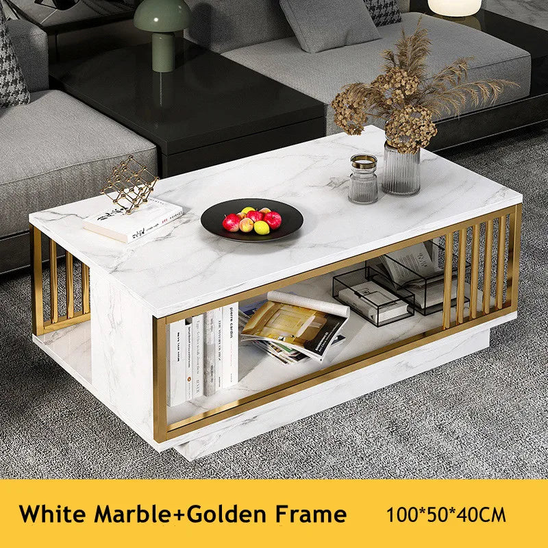 Modern White Coffee Table High Gloss Marble