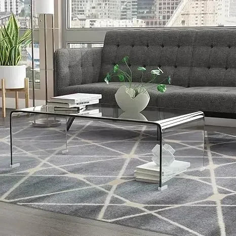 Rectangle Glass Coffee Table 2-Tier Modern