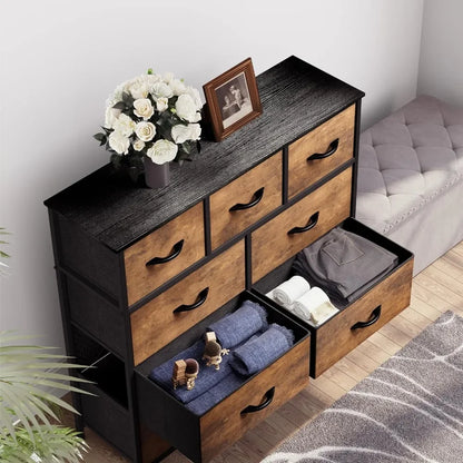 9 Drawer Bedroom Dresser, fabric storage tower